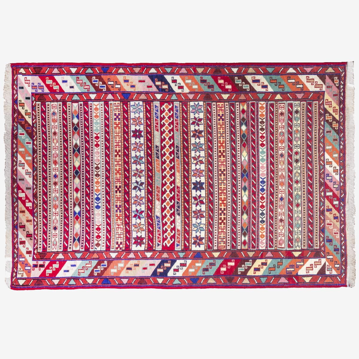نمای کامل قالیچه گلیم ورنی دستباف 5650